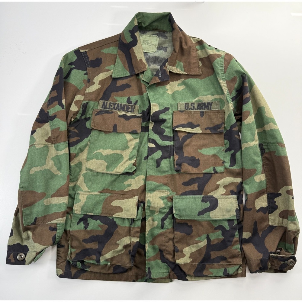 US Army Camouflage Military Button Up Coat Combat Woodland Small Short Alexander